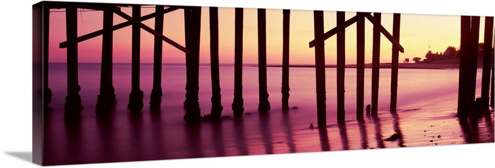 Silhouette of a pier at sunrise, Malibu Pier, Malibu, Los Angeles County, California, USA