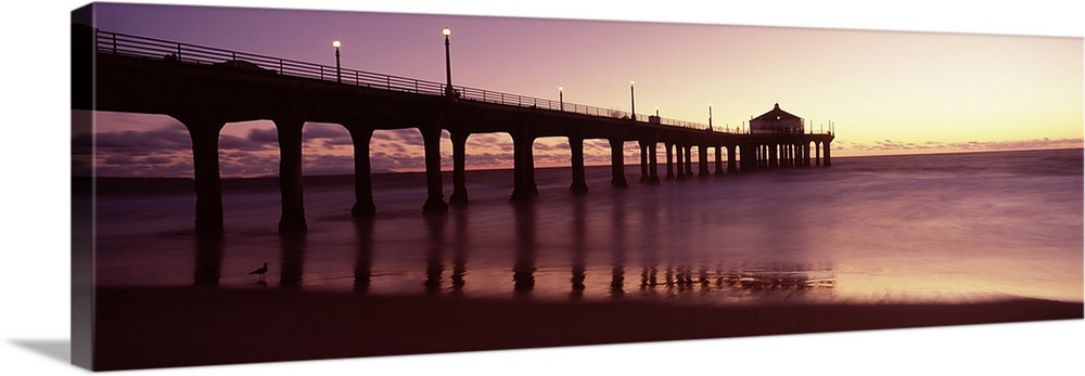 Silhouette of a pier, Manhattan Beach Pier, Manhattan Beach, Los Angeles County, California, USA