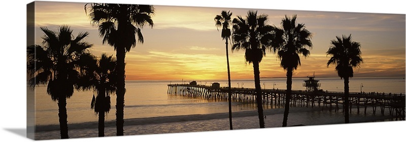 Silhouette of a pier, San Clemente Pier, Los Angeles County, California ...