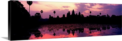 Silhouette of a temple at dusk, Angkor Wat, Siem Reap, Angkor, Cambodia