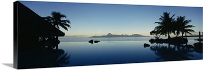 Silhouette of a tourist resort, Tahiti Beachcomber Resort, Papeete, Tahiti, French Polynesia
