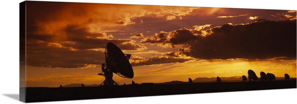 Silhouette of Array Radio Telescopes, National Radio Astronomy Observatory, New Mexico