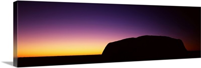 Silhouette of Ayers Rock formations on a landscape, Northern Territory, Australia