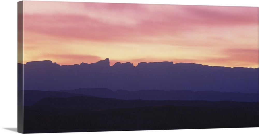 Silhouette of mountains at dawn, Sierra Del Carmen Mountains, Big Bend National Park, Texas