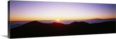Silhouette of mountains at sunrise, Haleakala, Maui, Hawaii