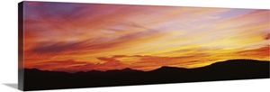 Silhouette of mountains at sunset, Lake Placid, Adirondack Mountains ...