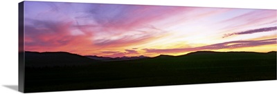Silhouette of mountains at sunset, Lake Placid, Adirondack Mountains, New York State