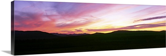 Silhouette of mountains at sunset, Lake Placid, Adirondack Mountains ...