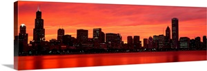 Skyline at sunset Chicago IL image thumbnail
