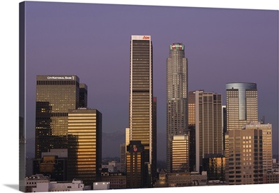 Skyscrapers at dusk, Los Angeles, California