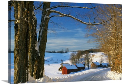 Snow-covered farm, Vermont