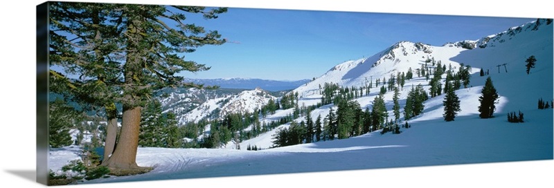 Snow covered hills, Lake Tahoe | Great Big Canvas