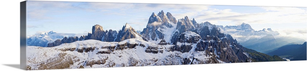 Snow covered mountains, Dolomites, Dolomiti Di Sesto Nature Park, Italy