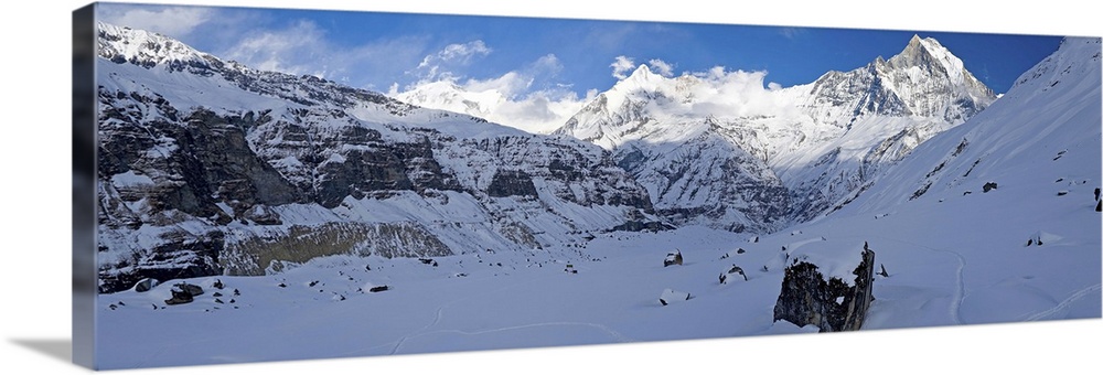 Snowcapped mountain, Annapurna Base Camp, Annapurna Range, Himalayas ...