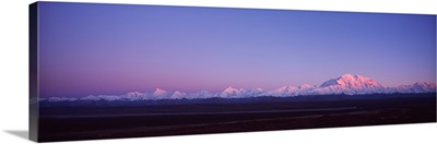Snowcapped mountain at sunrise, Mt McKinley, Denali National Park, Alaska,