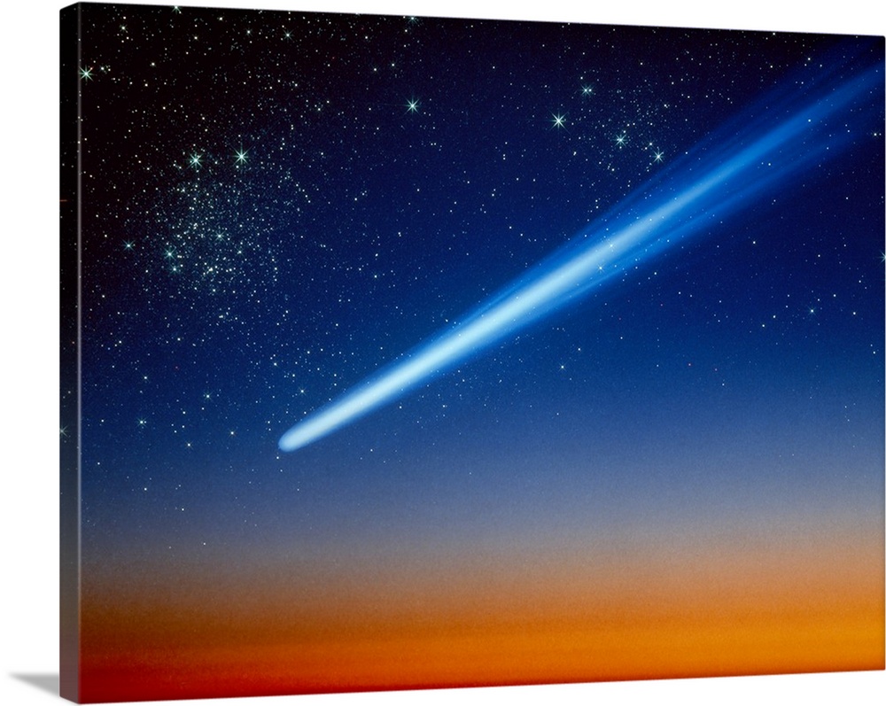 Space Comet speeding across the night sky