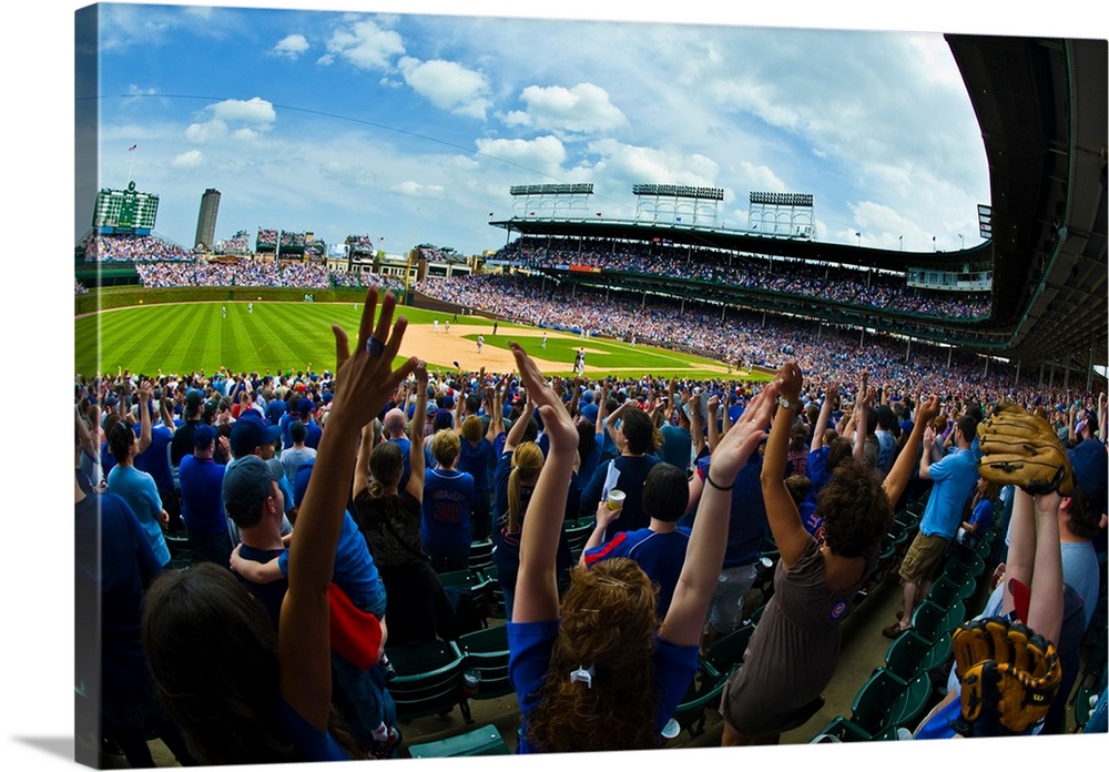 Spectators in a stadium, Wrigley Field, Chicago, Cook County, Illinois, USA