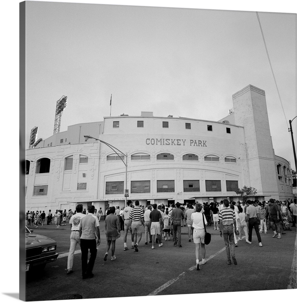 Spectators in front of a baseball stadium, Comiskey Park, Chicago, Cook County, Illinois, USA