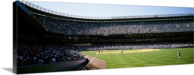 Spectators watching a baseball match in a stadium, Yankee Stadium, New York City, New York State