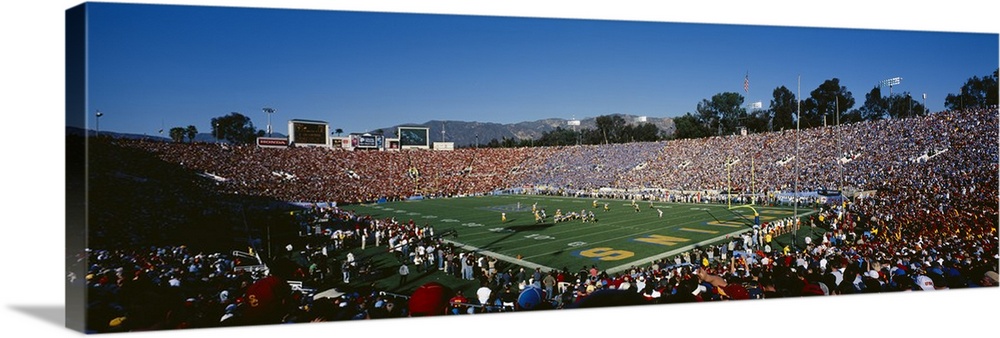 Spectators watching a football match in a stadium, Rose Bowl Stadium, Pasadena, California