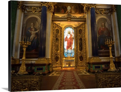 Stained glass of Jesus Christ at St Isaac's Cathedral, St. Petersburg, Russia