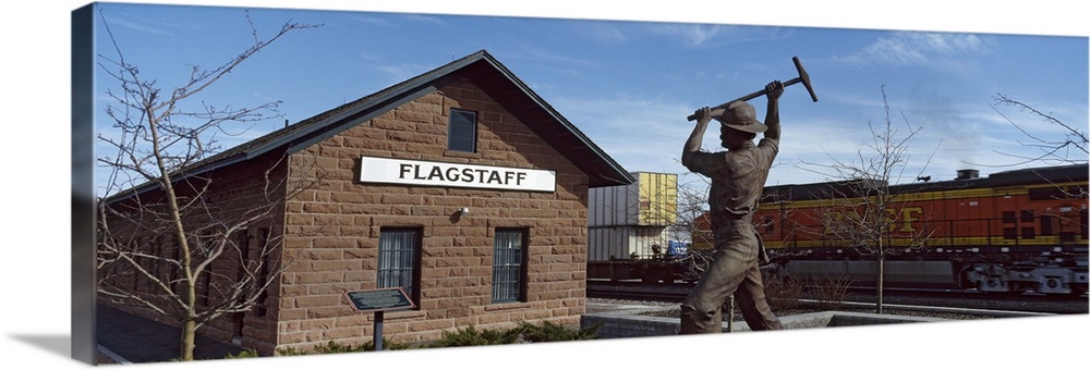 Statue in front of a railroad depot, Flagstaff, Coconino County, Arizona