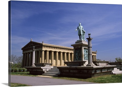 Statue in front of an art museum, The Parthenon, Centennial Park, Nashville, Davidson County, Tennessee,