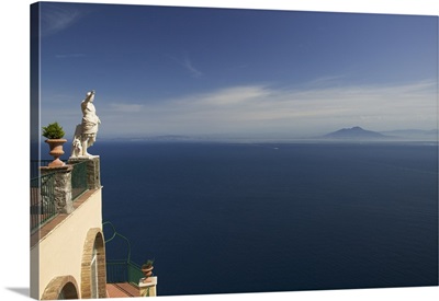 Statue in the balcony of a hotel, Ceasar Augustus Hotel, Anacapri, Capri, Naples, Campania, Italy