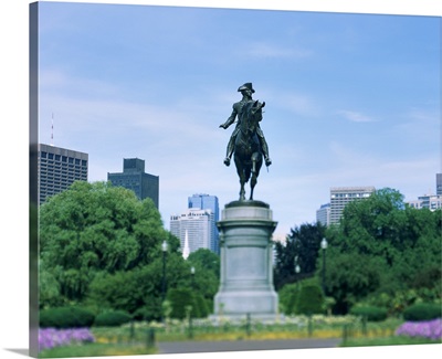 Statue of George Washington in a garden, Boston, Massachusetts