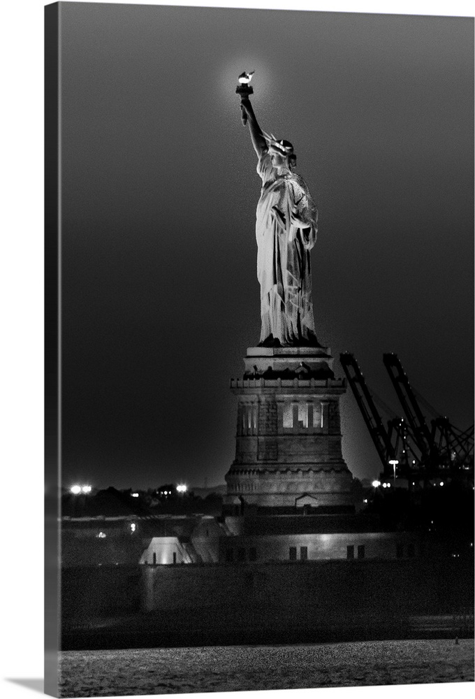 Statue of Liberty sunset. NYC harbor, Manhattan