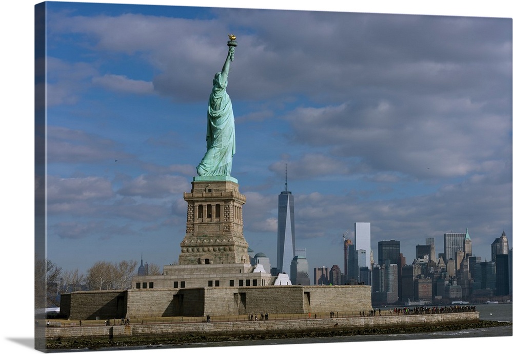 Statue Of Liberty with city in the background, Manhattan, New York City, New York State, USA