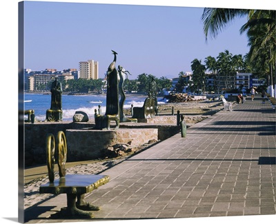 Statues at the walkway near the sea, Puerto Vallarta, Mexico