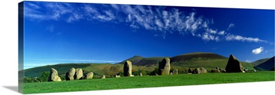 Stone Circle On A Landscape, Castlerigg Stone Circle, Keswick, Lake District, Cumbria, England, United Kingdom