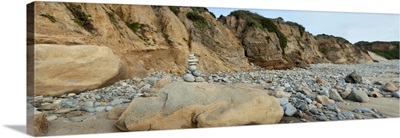 Stone sculpture on the beach, California