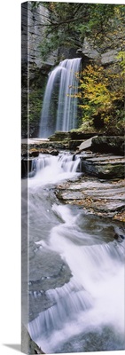 Stream flowing below a waterfall, Eagle Cliff Falls, Montour Falls, Havana Glen, New York State