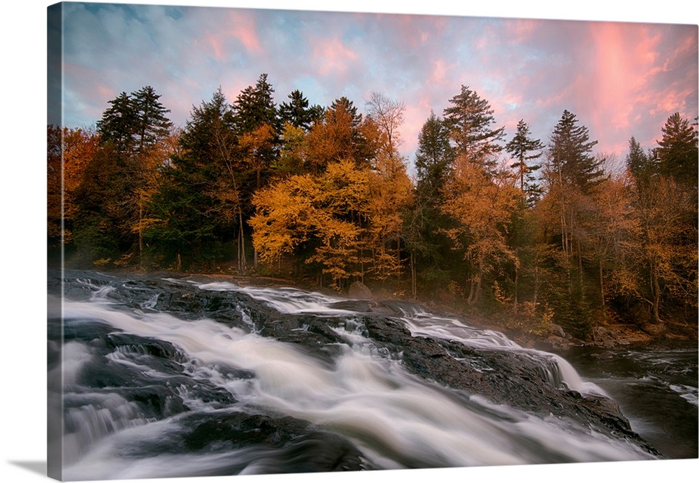 Stream flowing through rocks, Buttermilk Falls, Adirondack Mountains State Park, New York State, USA