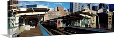 Subway train at a station, Chicago, Cook County, Illinois