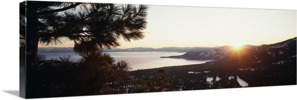 Sunrise over a mountain, Lake Tahoe, Californian Sierra Nevada, California