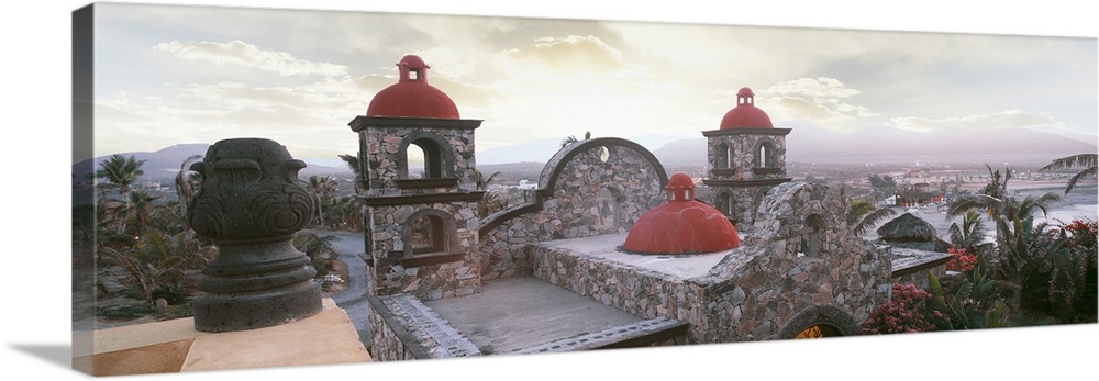 Sunrise roof top view from the Hacienda Cerritos of the surrounding community of Cerritos, Baja California Sur, Mexico.