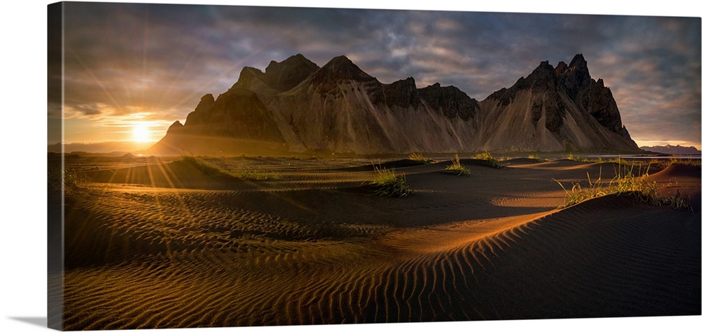 Sunset at Stokksnes Beach, Iceland.