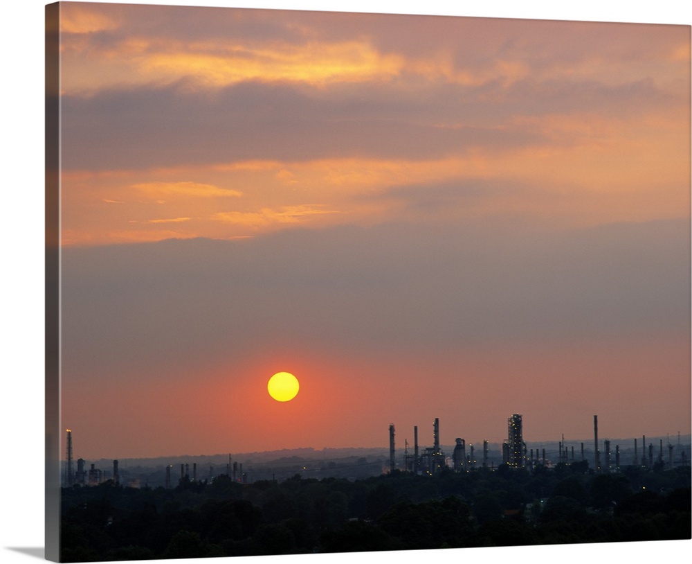 Sunset over a refinery, Philadelphia, Pennsylvania