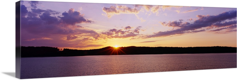 Sunset over a reservoir, Hinckley Reservoir, Adirondack Mountains, New York State