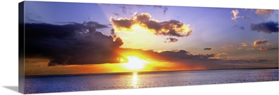 Sunset over Caribbean Sea, West Coast, Domenica, Caribbean