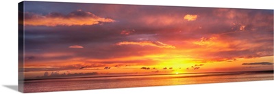Sunset over Caribbean Sea, West Coast, Domenica, Caribbean