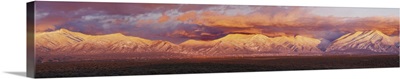 Sunset over mountain range, Sangre De Cristo Mountains, Taos County, New Mexico