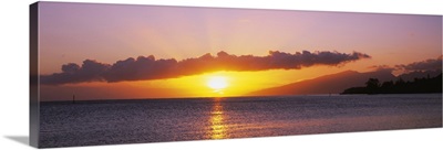 Sunset over the ocean, Tahiti, French Polynesia