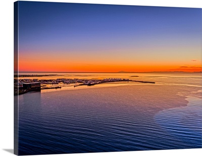 Sunset Over The Outer Harbor Of Reykjavik, Reykjavik, Iceland