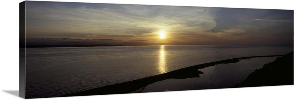 Sunset over the sea, Ebey's Landing National Historical Reserve, Whidbey Island, Island County, Washington State