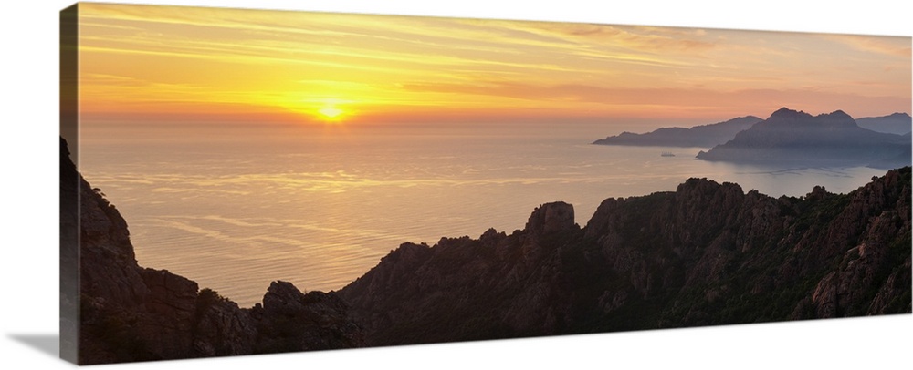 Sunset over the sea, Les Calanche De Piana, Gulf Of Porto, Corsica, France