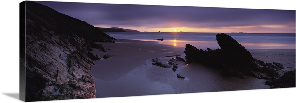 Sunset over the sea Whitesand Bay Pembrokeshire Wales